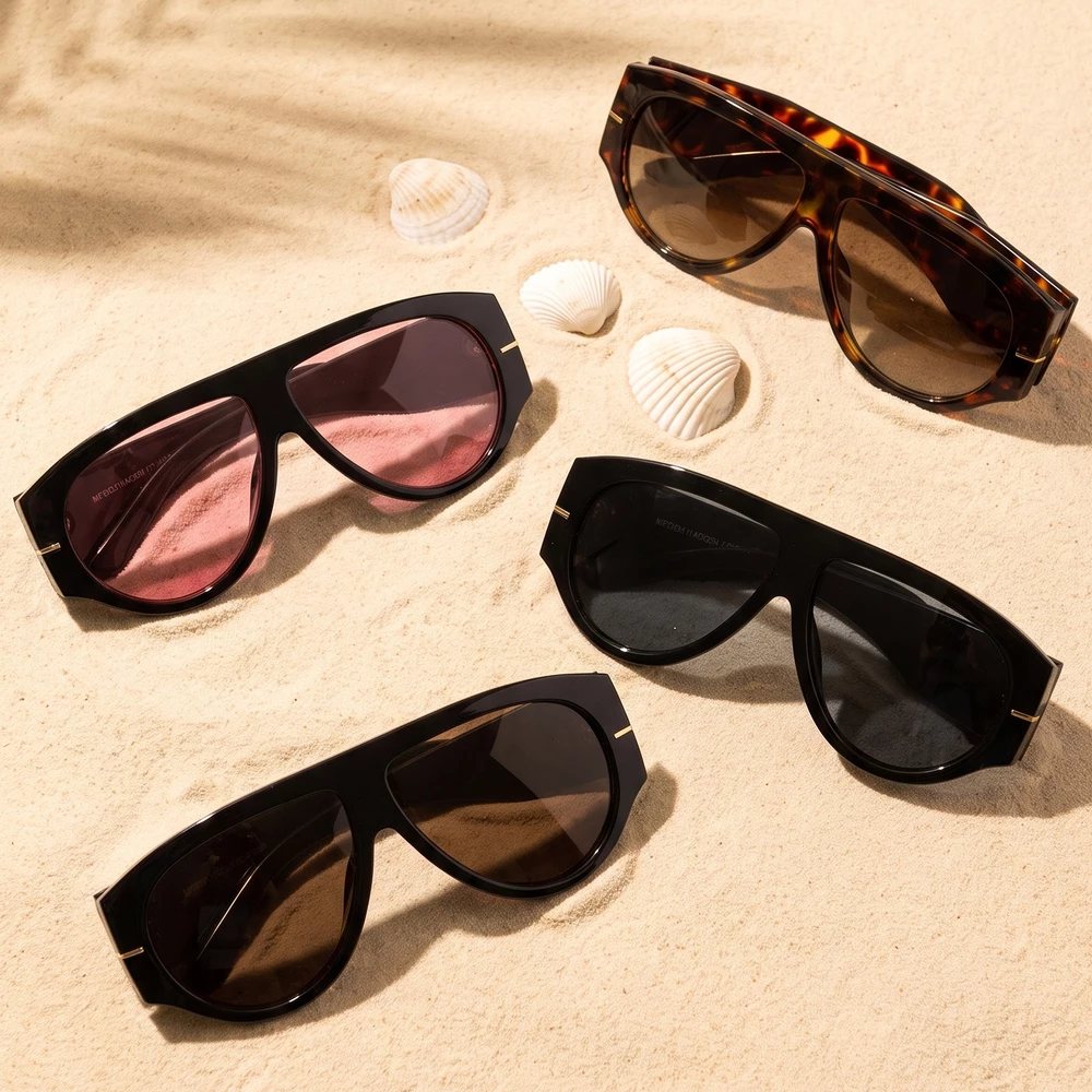 Flat Top Aviator Shield Gradient Sunglasses