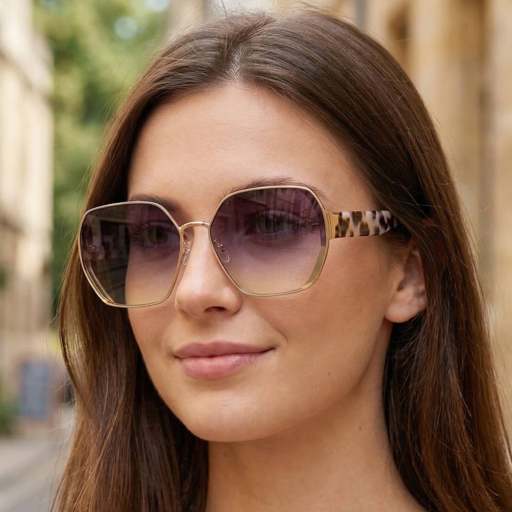 Thin Metallic Frame Large Lens Sunglasses Set