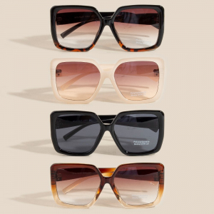 Large Tortoise Frame Square Sunglasses Set