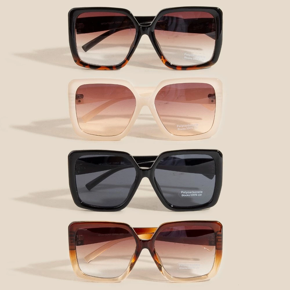 Large Acetate Frame Square Sunglasses Set