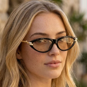Cat Eye Dual Bar Frame Tinted Sunglasses