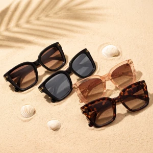 Oversized Angular Square Frame Sunglasses