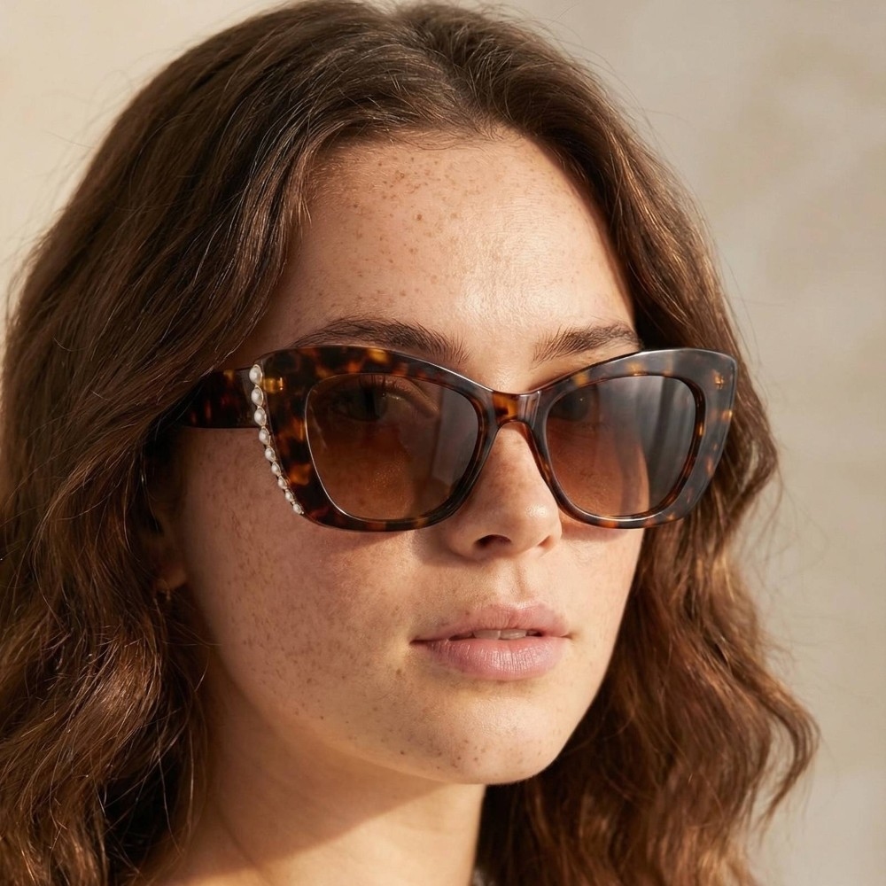 Pearl Accent Acetate Cay Eye Sunglasses Set