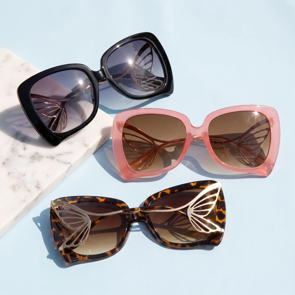 Oversized Square Butterfly Temple Sunglasses