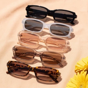 Slim Rectangle Frame Tinted Sunglasses