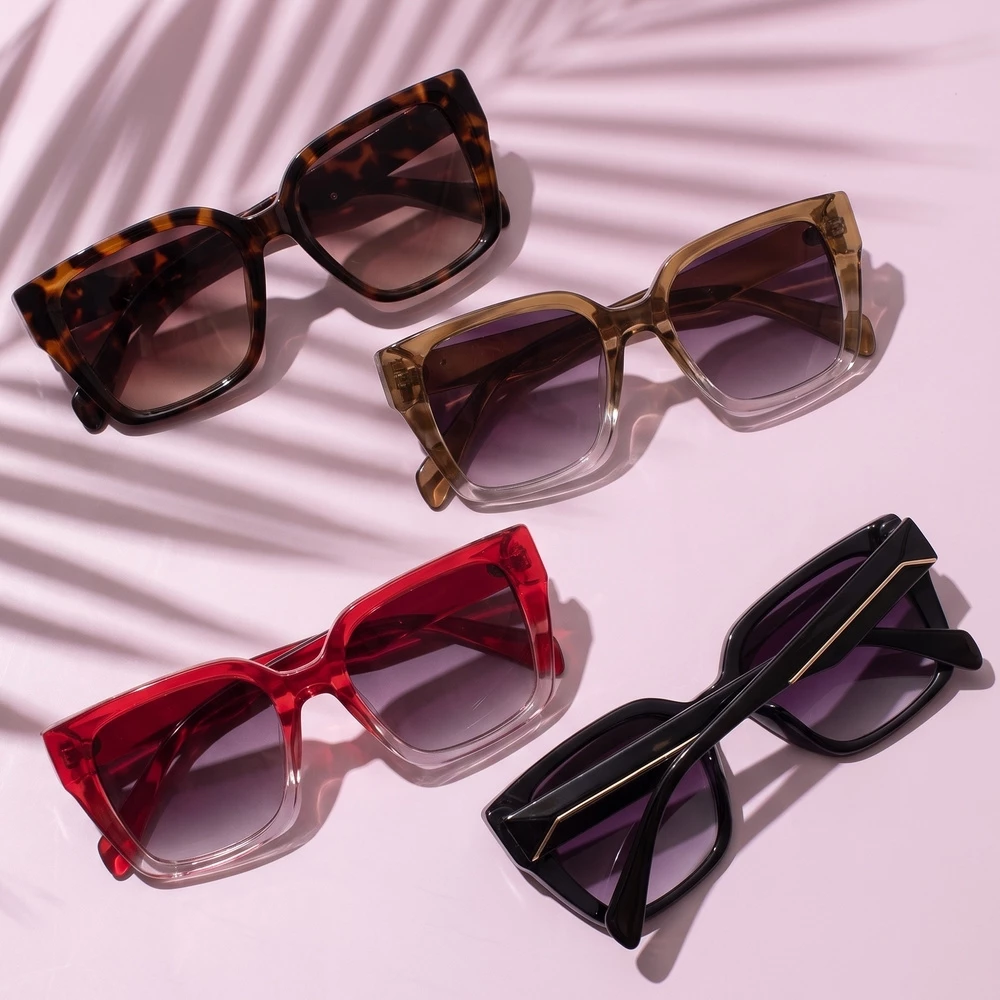 Gradient Square Lens Sunglasses Set