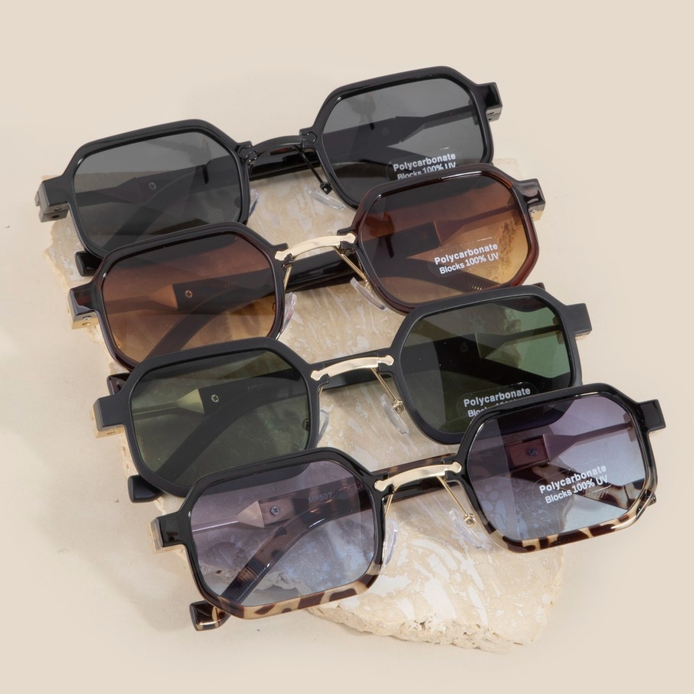 Large Rectangle Lens Sunglasses Set