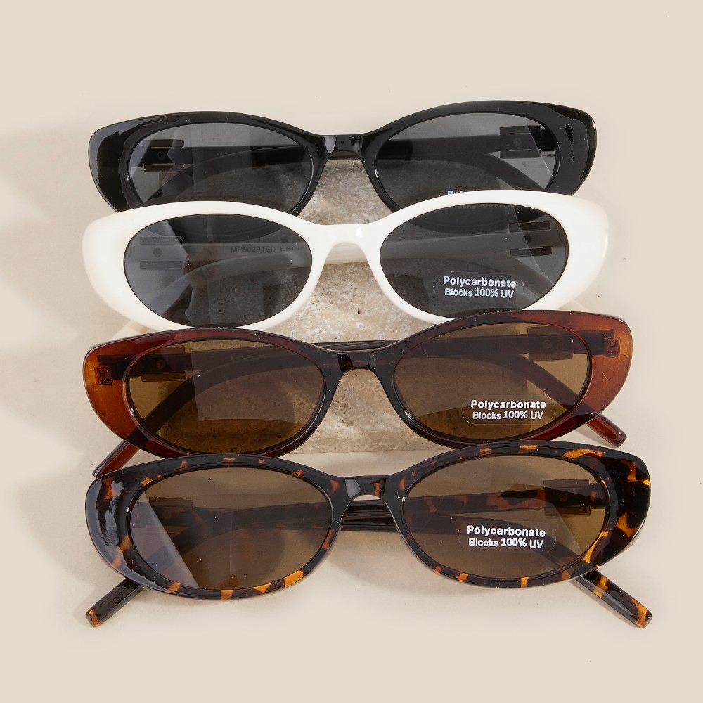 Metallic Accent Wide Oval Lens Sunglasses Set