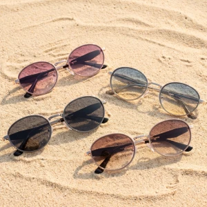 Slim Oval Metal Wrapped Temple Sunglasses