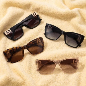 Angular Cat Eye Greek Key Accent Gradient Sunglasses
