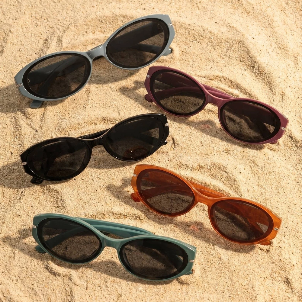 Retro Slim Oval Frame Sunglasses