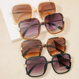Oversized Square Sunglasses With Tortoise & Gold Frame