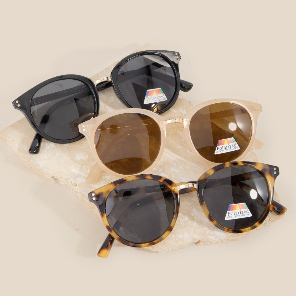 Polarized Tortoise Round Sunglasses Set