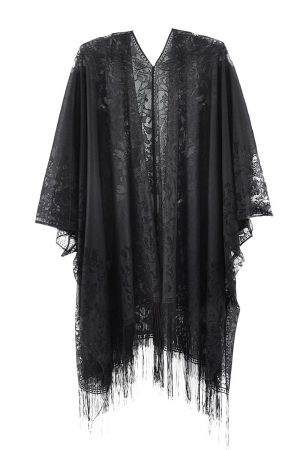 Flower Embroidered Sheer Kimono