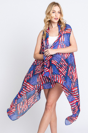 Lightweight American Flag Kimono Vest