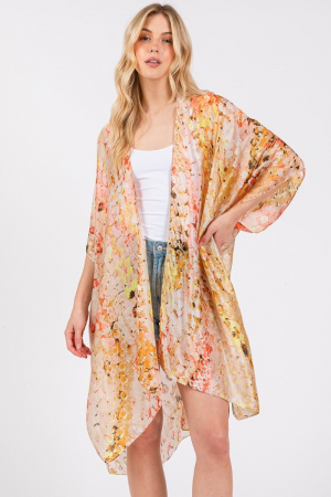 Abstract Floral Art Print Kimono