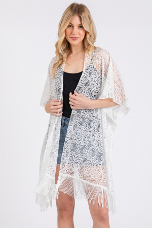 Flower Pattern Crochet Lace Tassel Cover Up