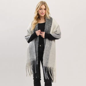 Solid Brushed Fringe Blanket Scarf