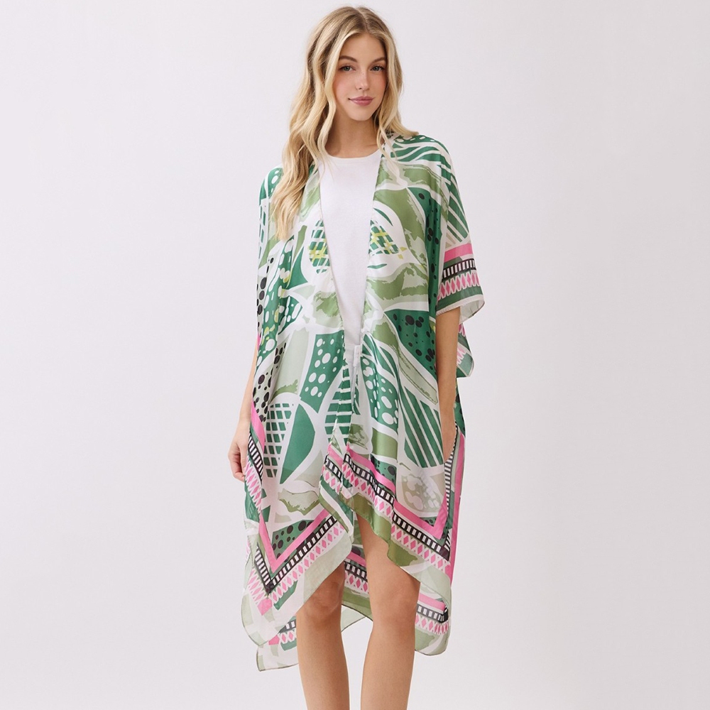 Abstract Botanical Print Kimono