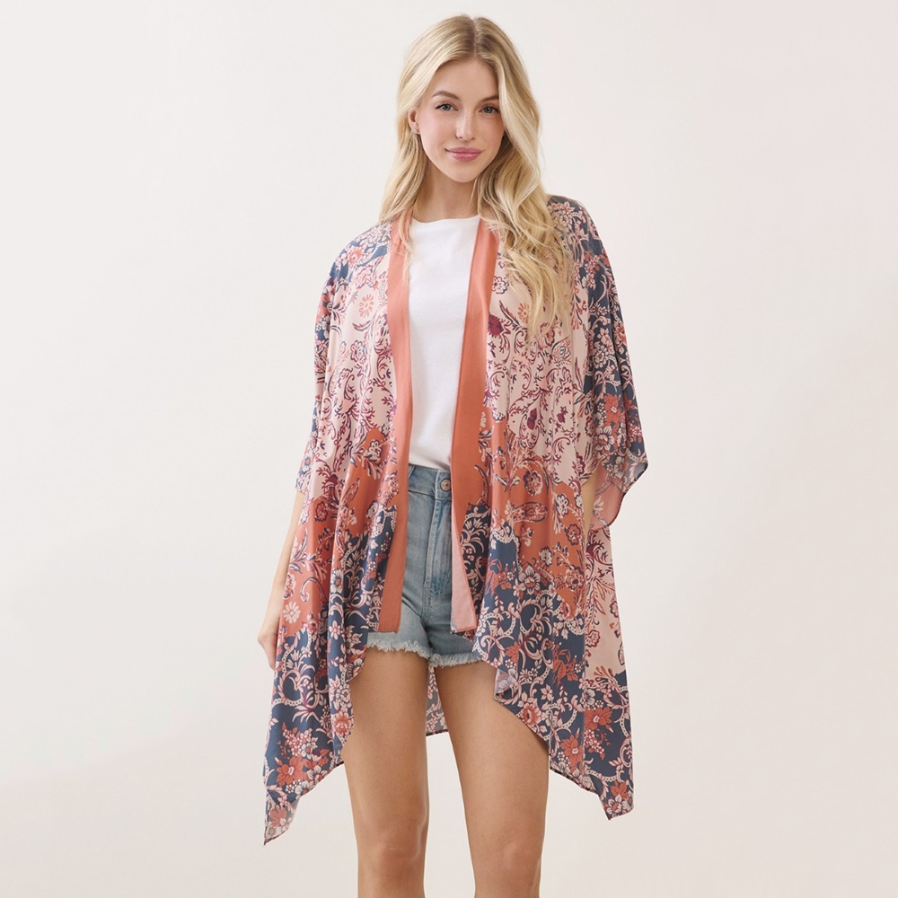 Boho Floral Paisley Print Kimono