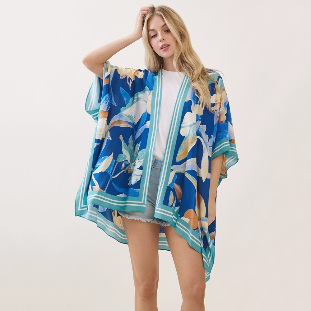 Assorted Flower Print Kimono