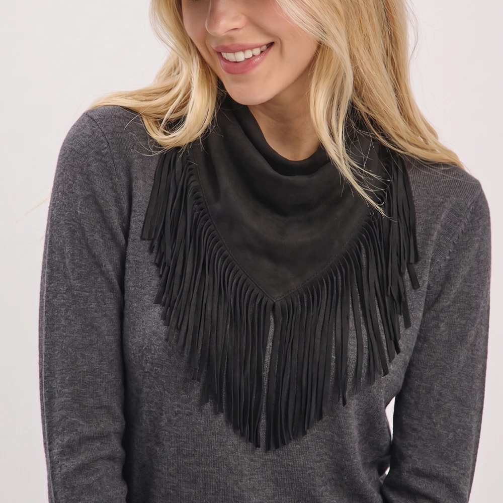 Vegan Suede Fringe Hip Scarf Wrap
