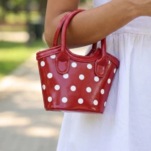 Polka Dot Patent Mini Bucket Tote