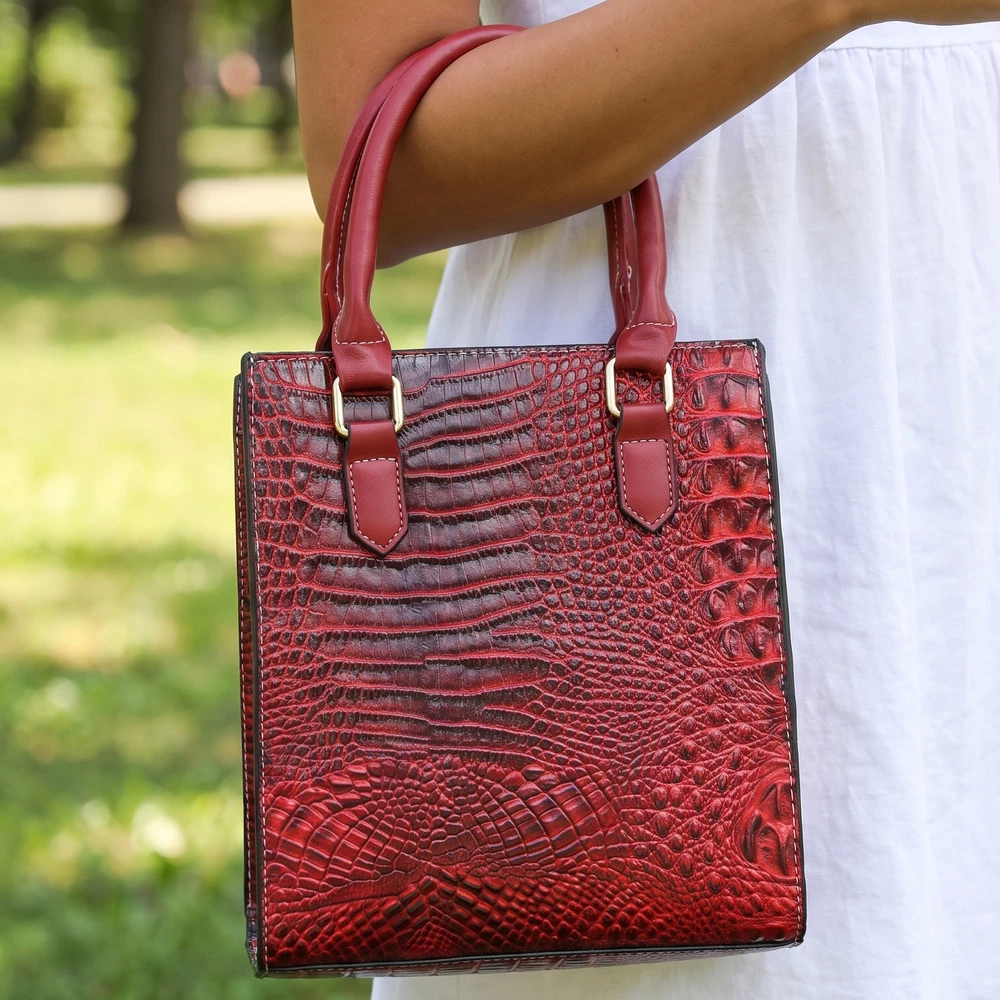 Croc Embossed Structured Mini Tote