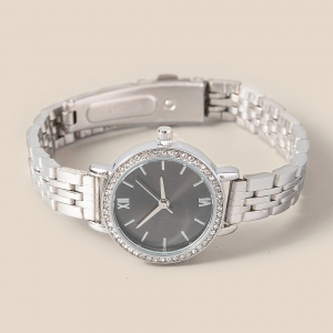 Cz Pave Trim Round Face Watch