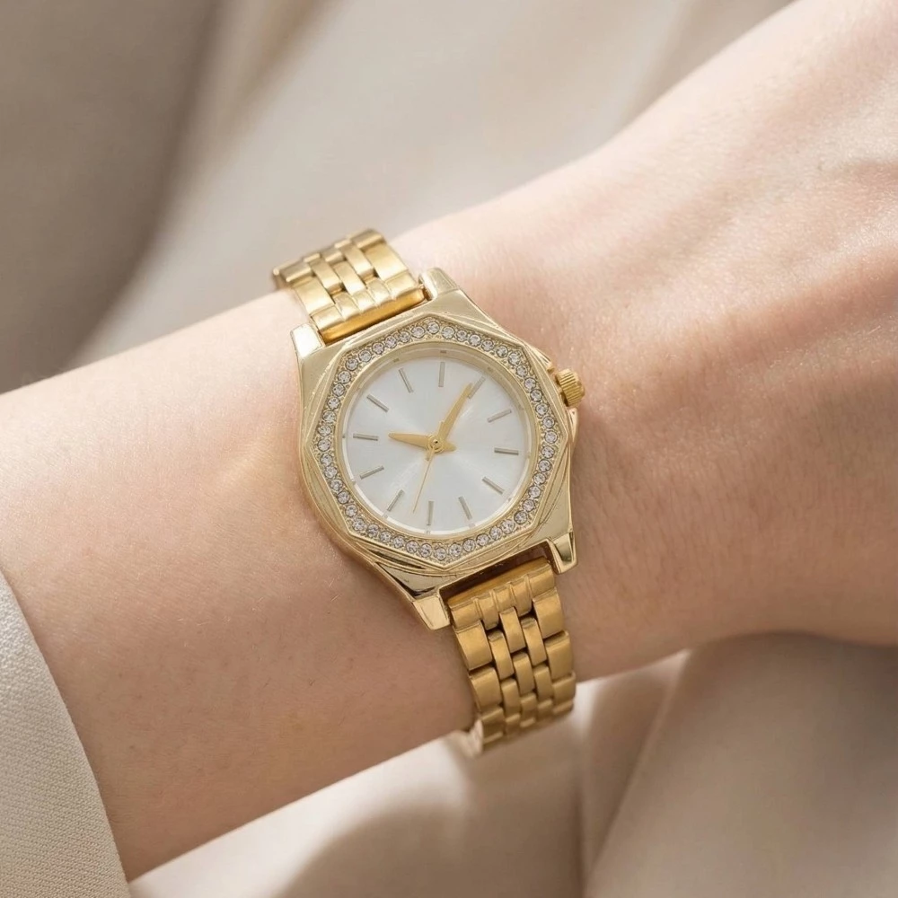 Pave Trim Octagonal Watch