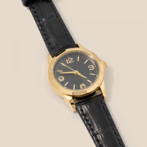 Thin Leather Strap Vintage Circle Faceted Watch
