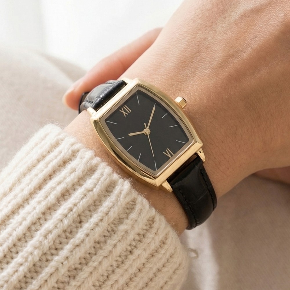Thin Leather Strap Vintage Rectangle Watch