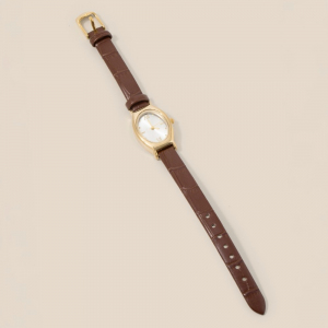 Vintage Thin Leather Strap Oval Watch