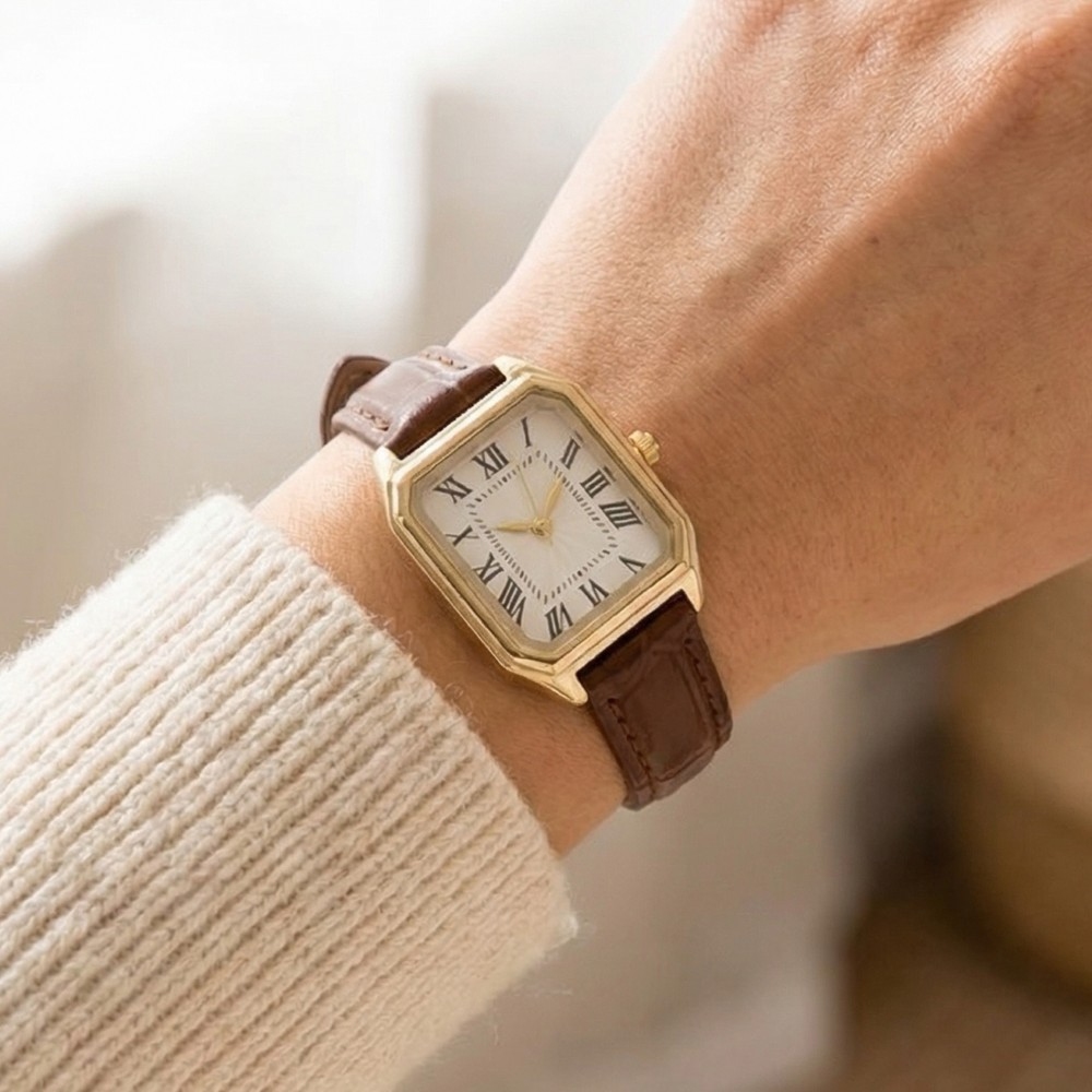 Thin Leather Strap Vintage Square Watch