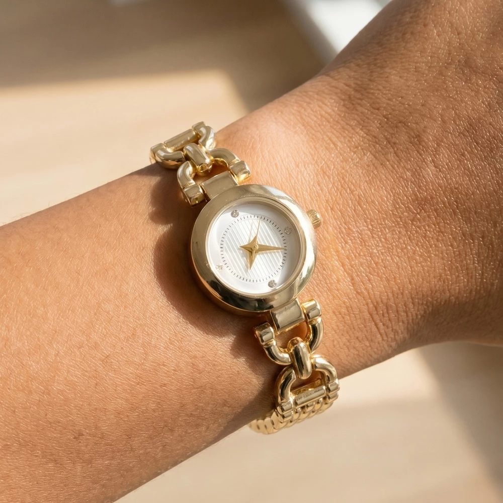 Dark Dial Cz Panther Chain Bracelet Watch