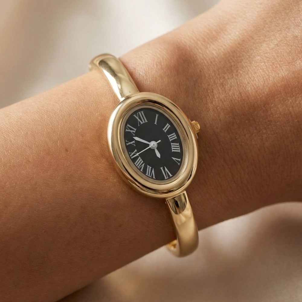 Hinged Oval Bangle Watch Bracelet