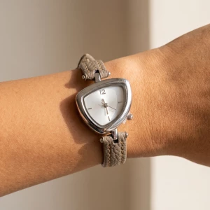 Slim Bonded Leather Strap Shield Case Watch