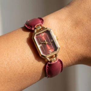 Vintage Octagon Leather Link Bracelet Watch