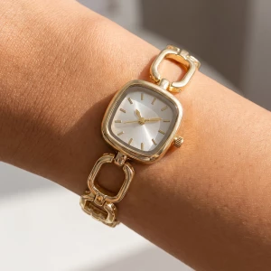 Square Face Open Oval Link Bracelet Watch