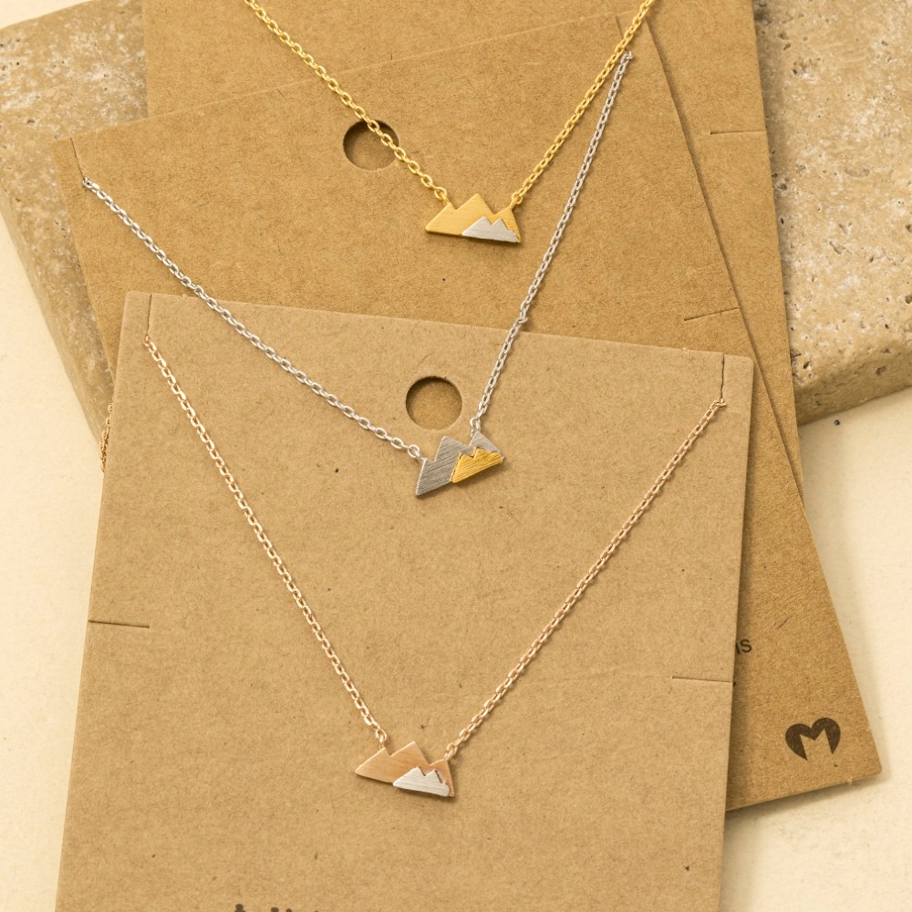 Gold Dipped Dainty Mini Mountain Pendant Necklace