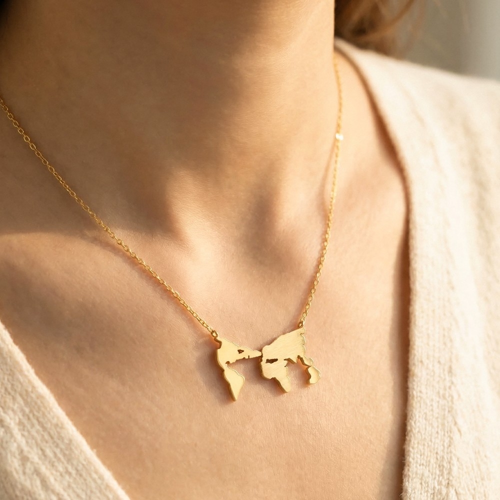 World Map Pendant Necklace