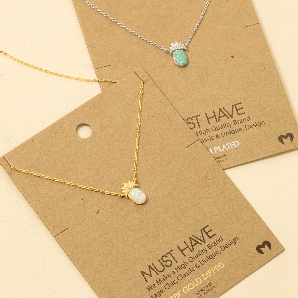 Opal Pineapple Pendant Necklace