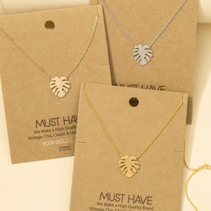 Gold Dipped Monstera Leaf Pendant Necklace
