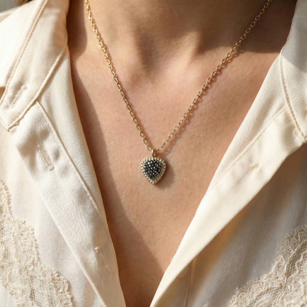 Pave Studded Heart Pendant Necklace