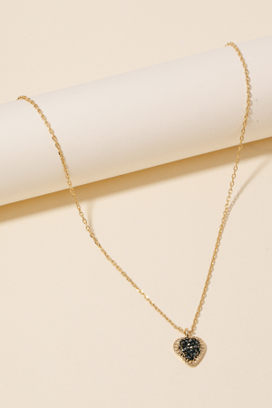 Pave Studded Heart Pendant Necklace