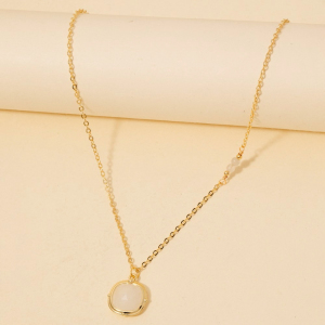 Faceted Square Glass Stone Pendant Necklace