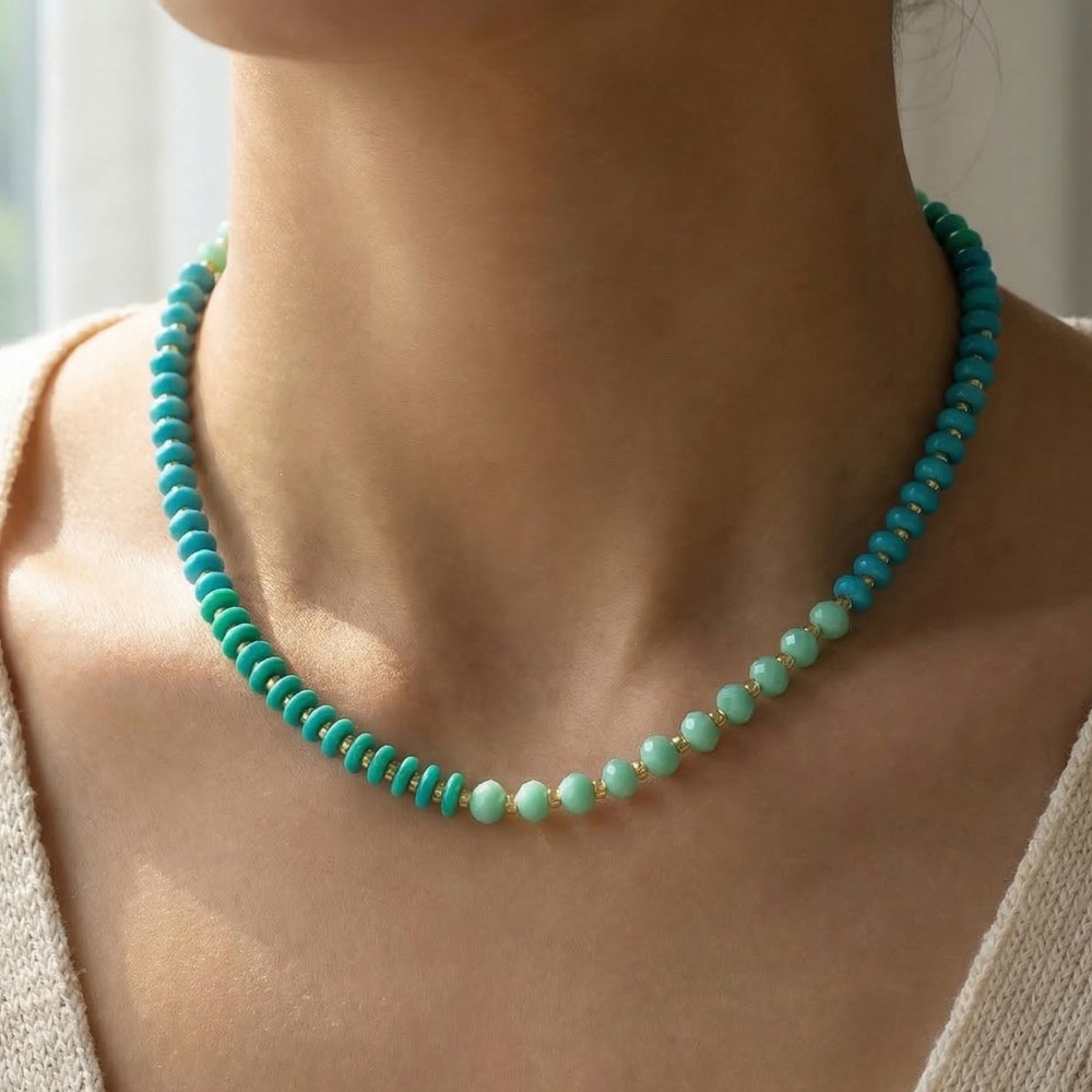 Stone And Glass Beaded Necklace