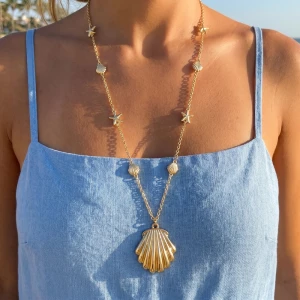 Shell And Starfish Station Chain Necklace