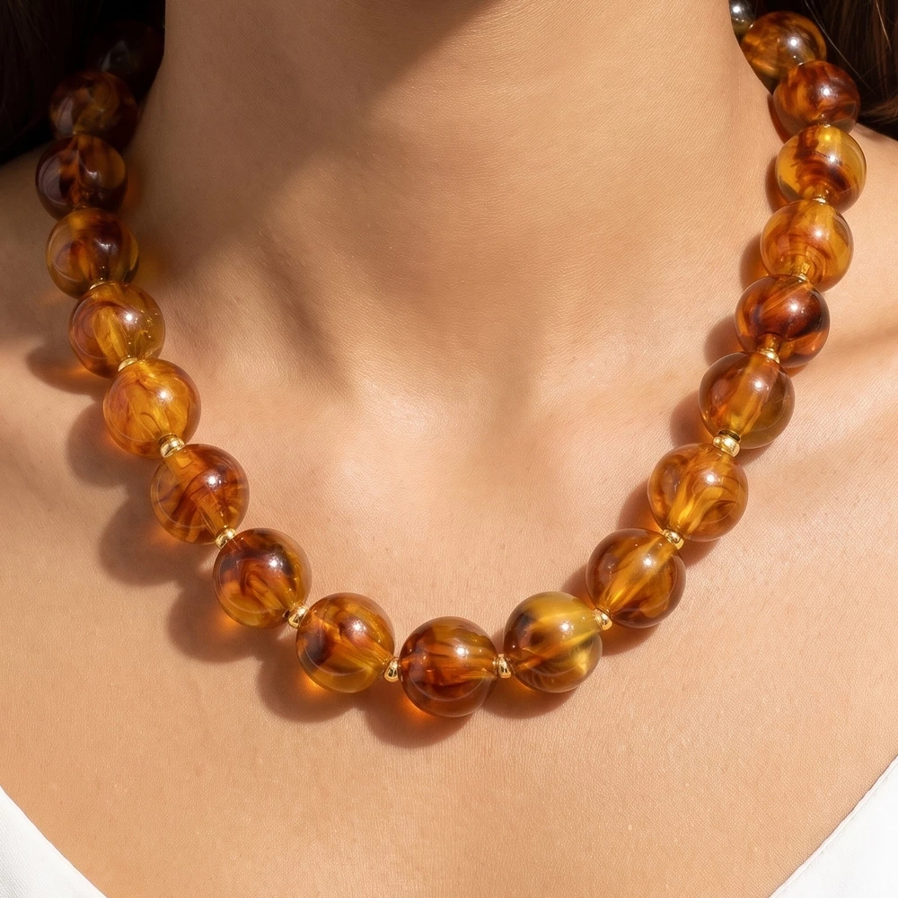 Chunky Round Resin Bead Statement Necklace