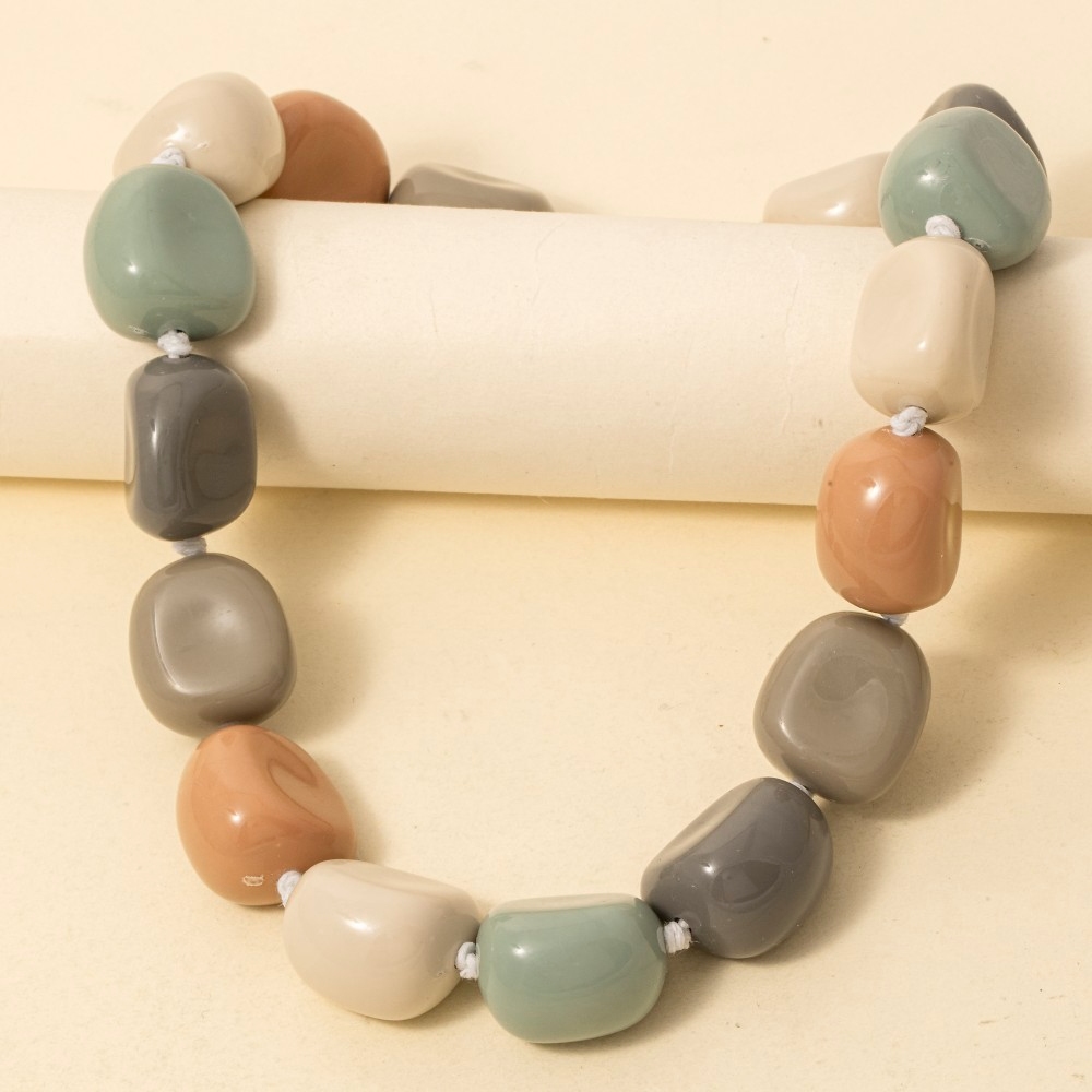 Multi Color Stone Resin Statement Necklace